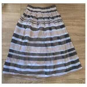 Her Destiny Organza Ple Pink Black Striped‎ A-line Midi Skirt Size M Lined